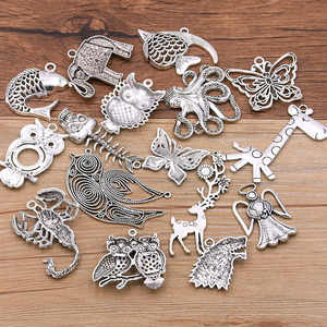 Accessoires de collier, bijoux en alliage, bricolage, alliage électro-plaqué, pendentifs vintage en forme d'animaux, hibou, girafe, éléphant - Product Image 5
