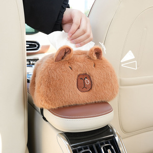 Boîte à mouchoirs en peluche pour voiture, 12x22x15cm, rangement pour accoudoir central, double usage pour véhicule - Product Image 4