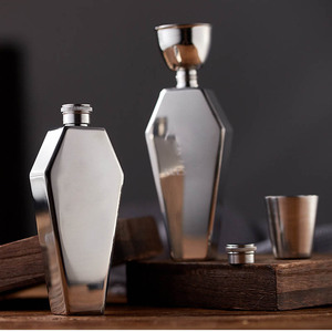 Mát nam 6.0oz Hip Flask thép không gỉ mới lạ Quan Tài hình dạng Rượu Flask cho nhà thờ Quà Tặng uống hình lục giác Hip Flask cho nam giới - Product Image 3