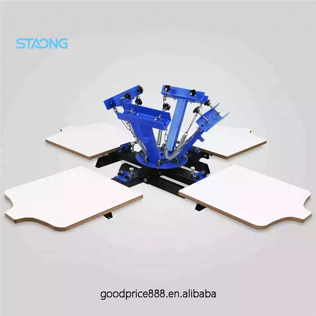 Automatic 4-Station 4-Color Rotary Screen Printing Machine Flat Screen Printer for T-Shirts New Condition