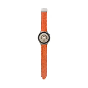 Eraysun Folding Buckle Genuine Leather Watch Band Strap For Samsung Galaxy Watch5 5 Pro Lychee Pattern Leather Wristband 20mm
