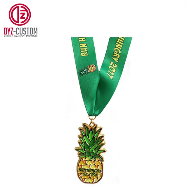 Medalla deportiva para correr, medalla de Metal de aleación de Zinc, piña moldeada, personalizada, 10k