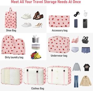 Organisateur de voyage en polyester imprimé personnalisé, ensemble de 8 pièces, fermeture à glissière, résistant à l'eau, durable pour les voyages et les activités de plein air - Product Image 5