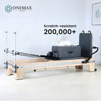 ONEMAX Reformer de Pilates en bois d'érable robuste avec résistance réglable sur rail complet, machine de fitness durable