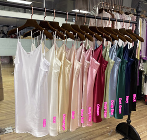 Camicia da <span class=keywords><strong>Notte</strong></span> di Lusso in Seta Satinata per Donne, 12 Colori, Sexy, con Spalline Regolabili, Lingerie - Product Image 1