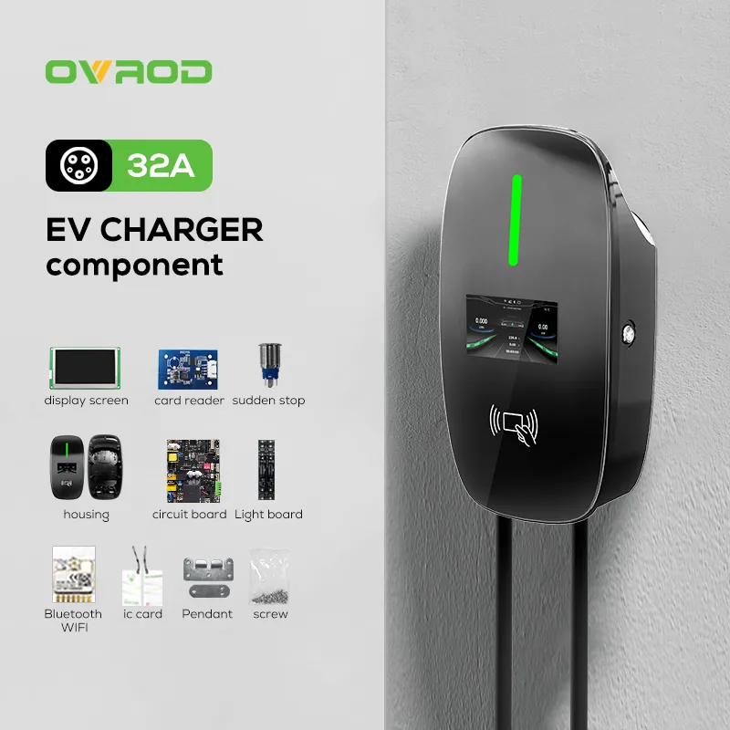 Ovrodシングル3相EV充電器タイプ2 Ocpp2.0.1商用7Kw壁掛け充電ステーション新しい22Kw高速EV充電AC