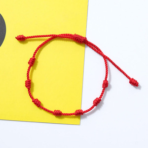 FL0980 Pulseras de Moda Negras y Rojas de Cordón Trenzado con 7 Nudos, <span class=keywords><strong>Pulsera</strong></span> Rosario de Cuerda Anudada Religiosa de la <span class=keywords><strong>Amistad</strong></span> - Product Image 5