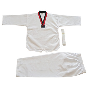 Dobok de Taekwondo Unisex, Traje de Entrenamiento Resistente, Rojo y Negro, Cuello en V, para Entrenamiento de Artes Marciales, Logotipo Personalizado, Venta al Por Mayor - Product Image 4