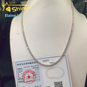Gioielli Raffinati, <span class=keywords><strong>Collana</strong></span> Tennis Hip Hop in Oro 10K Personalizzata 4mm <span class=keywords><strong>con</strong></span> Diamanti Moissanite VVS - Product Image 2