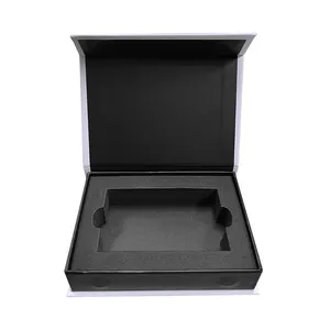 Custom Print Luxury Cardboard Wedding Photo Memory Paper box Book Shape Magnetic Closure USB Flash Drive Packaging Box with foam