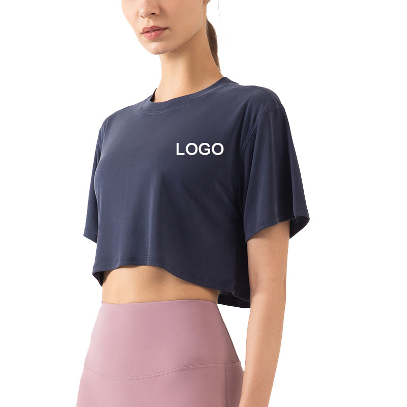 OEM Super Soft Sweat-wicking Crop Tops T Shirt Woman Quick Dry Short Sleeve Crop Tops Fitness Shirt Women