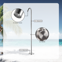 Robinet de douche extérieur moderne en acier inoxydable 304 à eau froide, mitigeur sur pied pour piscine