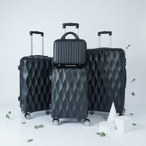 Ensemble de 4 valises rigides ABS avec logo personnalisé multicolores, motif diamant, valise de voyage portable - Product Image 2