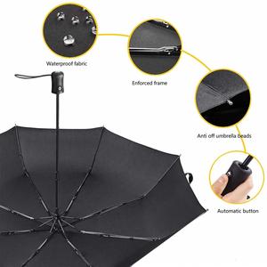 Parapluie publicitaire moderne personnalisé en pongé, anti-UV, coupe-vent, pliable en 3 sections, 21 pouces, pour la pluie, avec logo - Product Image 3