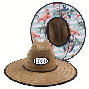 Wholesale Custom Promotional Straw Cowboy <b>Hat</b> Unisex <b>Sun</b> Wide Brim Fishing Straw Lifeguard <b>Hat</b> for Men With Custom Logo - Product Image 5