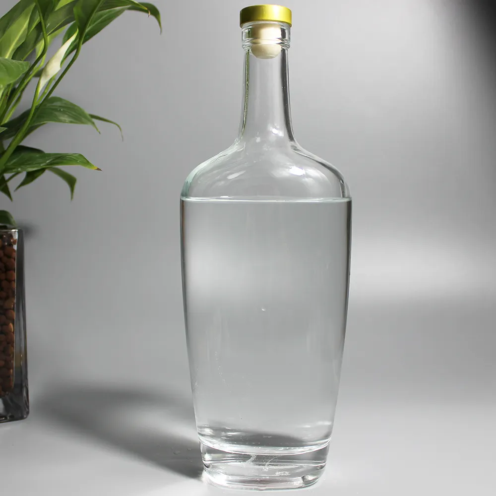 750ml empty crystal glass bottle with lids for whiskey gin vodka tequila rum distillery