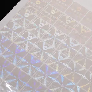 Bulk Vinyl Custom Holografische Overlay Sticker Fabriek Transparante Hologram Uv Stickers Voor Verpakking Lipgloss Private