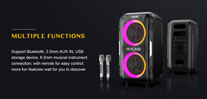 W-KING T9 Pro High-end <b>Wireless</b> Party Speaker, 120W Output, TWO <b>Microphones</b>, Support Guitar Input Small Speaker - Product Image 6