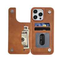 Étui de téléphone portable en cuir PU antichoc avec support magnétique multifonction et lanière personnalisable pour cartes – Design professionnel