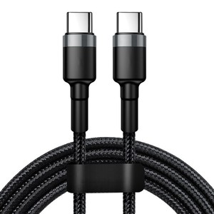 Cable de datos trenzado de doble tipo C, carga rápida 6A, 1M, para portátiles Huawei Xiaomi, uso en computadoras, blindaje de tejido de nailon - Product Image 1