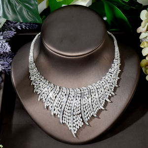 हाइवेव बड़ी निगेरिया <span class=keywords><strong>2</strong></span> पीसी ज्यामितीय डिजाइन हार और इयररिंग सेट महिला दुल्हन शादी के गहने सेट पार्टी एक्सेसरीज N-32 - Product Image 4