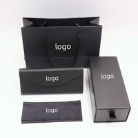 Coffret de lunettes de luxe avec logo personnalisé étui à lunettes pliable triangle en cuir PU blanc et pochette en carton