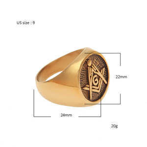 Anello alla moda Dei Monili di Fascino Vintage <span class=keywords><strong>Mason</strong></span> Massonico Signet Anelli di Colore Dell'oro Dell'acciaio inossidabile Massone Anello Per Gli Uomini - Product Image 5