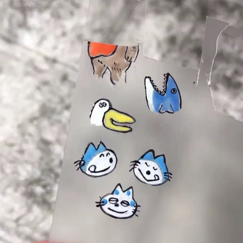 Ultra dünner Nagelkunst-Blank-Aufkleber handgezeichnetes DIY transparentes Band mit klebeunterlage kein Muster Freihand-Malerei einfarbiges Blatt