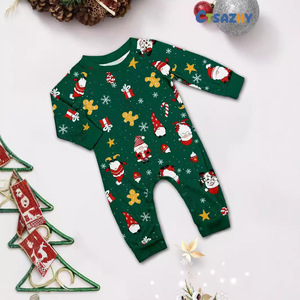 Bộ trang phục Giáng sinh mới cho bố mẹ và con cái với áo cổ tròn màu xanh lá cây in hình, quần áo và quần thoải mái được ra mắt - Product Image 5