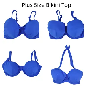 Adjustable Plus Size Swimwear Top With Underwire Big Bra Bikini Top For D E F Cup