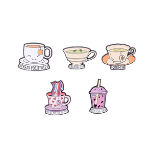 Cross-border Nova Tarde Chá Xícara De Café Forma Animal Broche Digital Comércio Exterior Criativo Bubble Tea Metal Badge Pin - Product Image 2