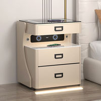 Nouvelle table de chevet moderne en forme de robot, de haute qualité, intelligente, sécurisée, multifonctionnelle, luxueuse, en bois, avec éclairage LED sans fil