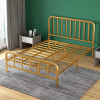 Cadre de lit double en métal blanc simple et moderne pour adultes, taille King Size
