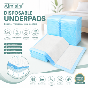 AIMISIN Almohadillas Desechables para <span class=keywords><strong>Incontinencia</strong></span> 60x90, Estériles, Azules, Impermeables y a Prueba de Fugas - Product Image 1