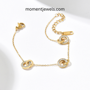 womens round gold <b>bracelet</b> rhinestone inlaid simple elegant jewelry suitable for party daily wear and special occasions - Product Image 4