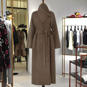 Long <span class=keywords><strong>manteau</strong></span> en laine pour femmes en duvet de chameau pour l'hiver avec ceinture - Product Image 2