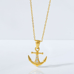 Collier en acier inoxydable tendance hip-hop avec pendentif <span class=keywords><strong>ancre</strong></span> <span class=keywords><strong>de</strong></span> <span class=keywords><strong>bateau</strong></span> pour femme - Product Image 3