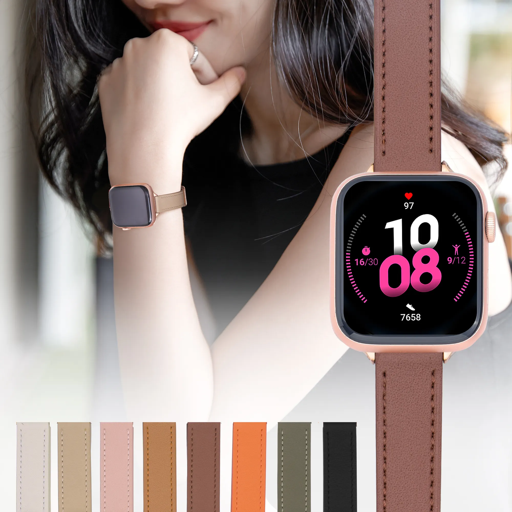 Women Ladies Correa De Reloj De Mujer Soft Slim Leather Watch Strap Band For Apple Watch Bands