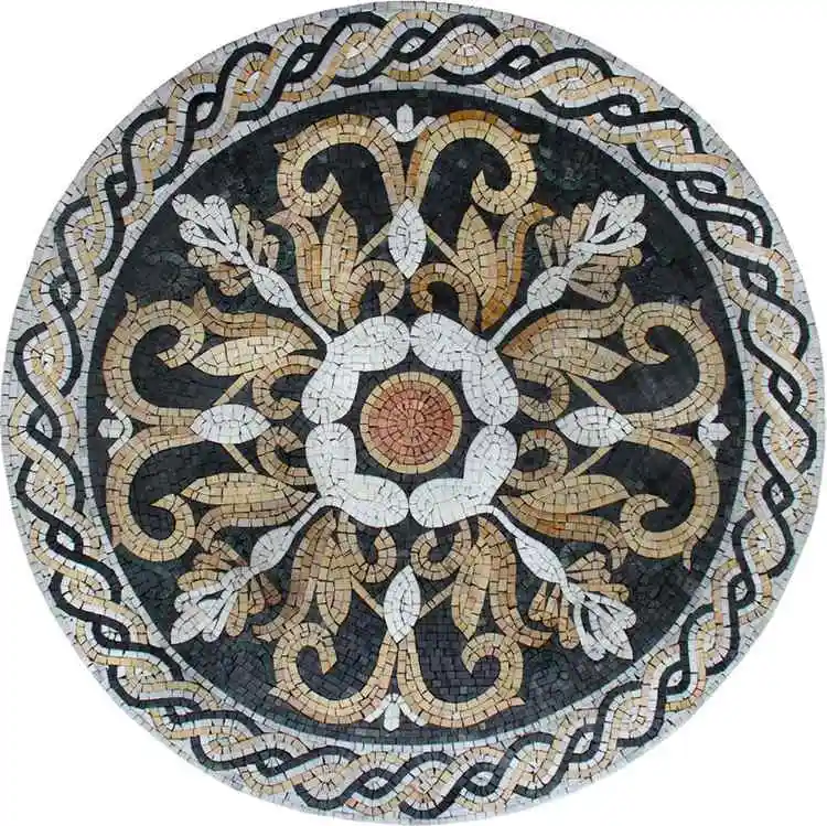 Large Round Villa Waterjet Marble Floor Stone Tiles Medallion Pattern Design