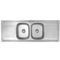 Éviers de cuisine multifonctions Station de travail Évier de cuisine à double cuvette en acier inoxydable avec plateau 15050