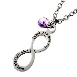 LOORDON Womens Pendant with Purple Acrylic Crystal, Mother's Infinity Love Necklace, Thank You Mom