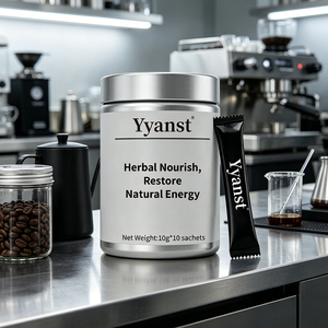 Café Instantáneo con Extracto de Plantas Naturales, 10g*10 Sobres, Frasco con Tapa Metálica Plateada, Bebida de Materia Prima Botánica Pura - Product Image 3