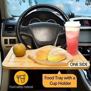 Four Directions Bamboo <b>Car</b> <b>Table</b> 40x30x1.2cm Seat Back Tray With Cup Holder For Kids Eating - Product Image 5