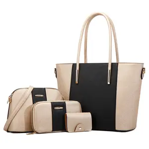 Fashion composite pu leather 4pcs handbag set office bag for women