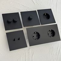 Interrupteur variateur à double pôle à redresseur à semi-conducteurs, prise universelle UK/EU avec USB Type-C, noir mat, interrupteur mural