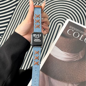 Bracelet créatif en denim premium décontracté et tendance avec lignes croisées pour Apple Watch S9, iWatch 6/7/8/SE - Product Image 3
