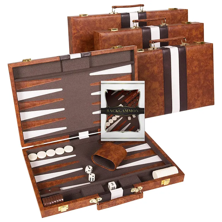 Benutzer definierte Luxus Leder Backgammon Spiel Set Backgammon Board Dame