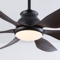 Ventilateur de plafond LED moderne de 66 pouces avec pales en ABS imitation bois, moteur DC à haut débit d'air, réversible, avec télécommande