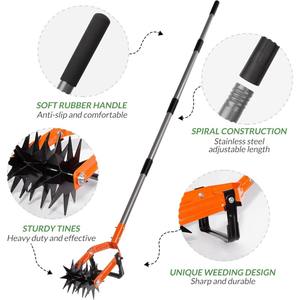 Cultivateur rotatif manuel 2-en-1 réglable en acier inoxydable sarcleur de jardin outil de sol réensemencement couteau de désherbage puissance manuelle 6in - Product Image 5