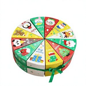 Custom Round <b>Christmas</b> Advent Calendar Box 12 Slice Shaped Triangle Gift <b>Boxes</b> Rigid Cardboard Blind Box Mystery Packaging - Product Image 1
